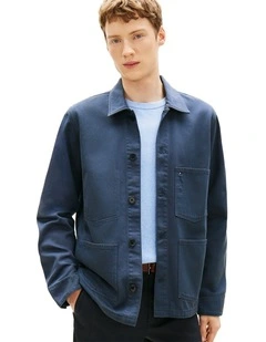 Washed Denim Chore Jacket in Navy