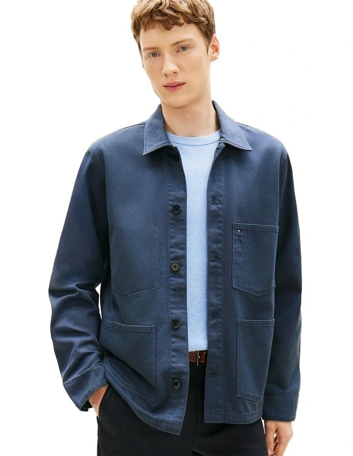 Washed Denim Chore Jacket in Navy image 1