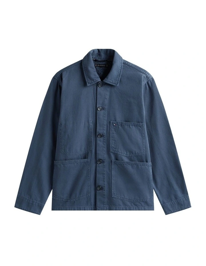 Washed Denim Chore Jacket in Navy image 5