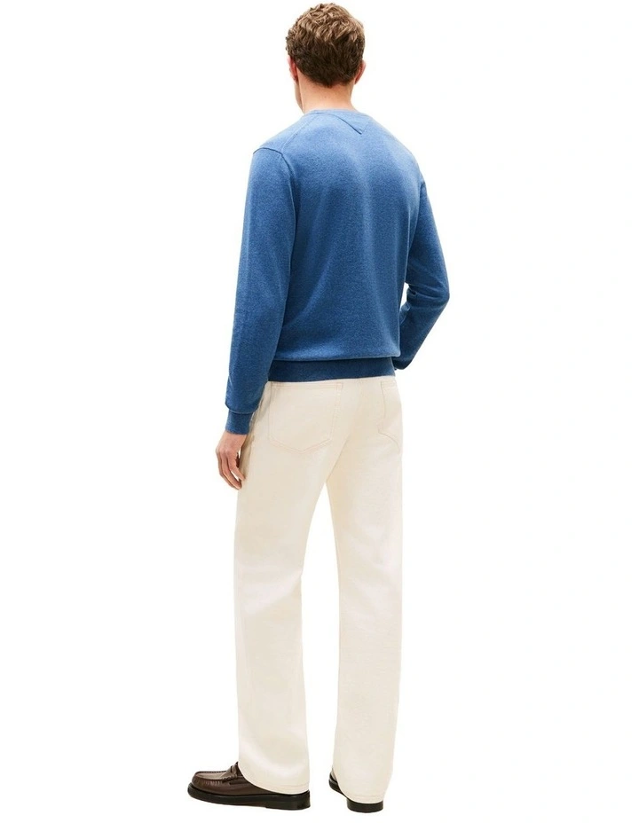 Flag Embroidery Crew Neck Jumper in Blue image 2