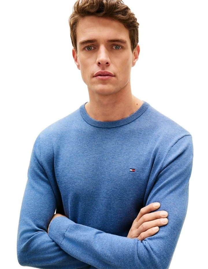 Flag Embroidery Crew Neck Jumper in Blue image 4