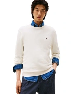 Flag Embroidery Crew Neck Jumper in Cream