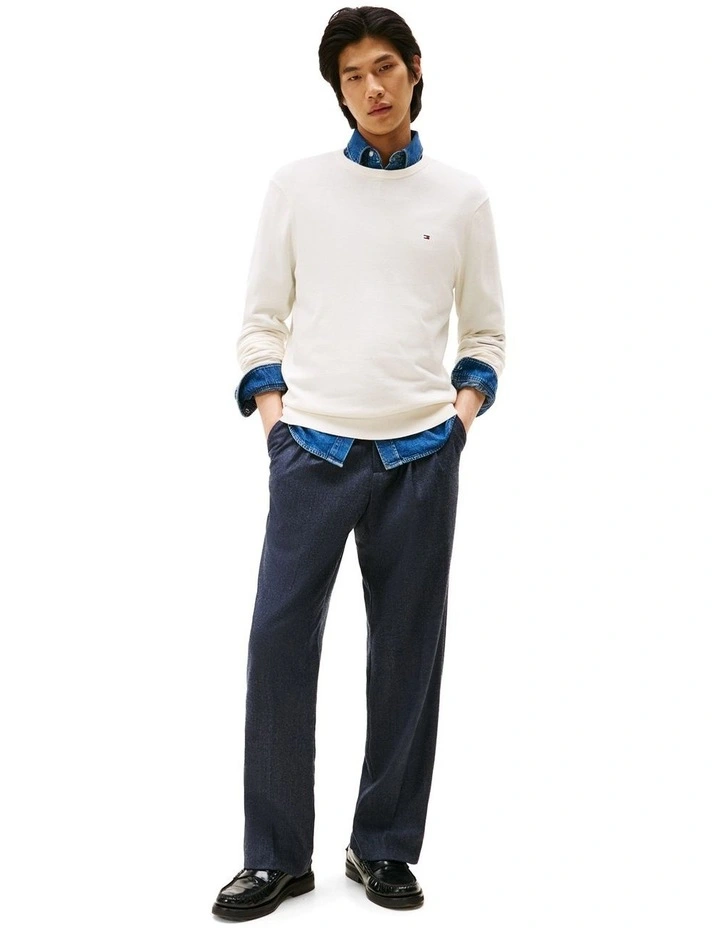 Flag Embroidery Crew Neck Jumper in Cream image 3