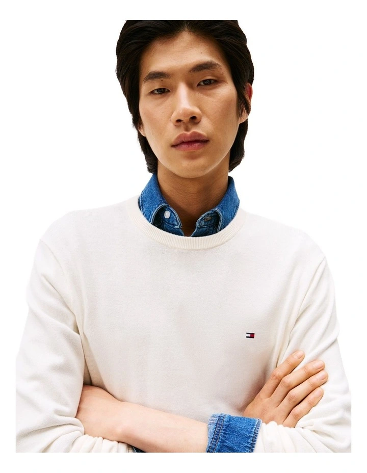 Flag Embroidery Crew Neck Jumper in Cream image 4