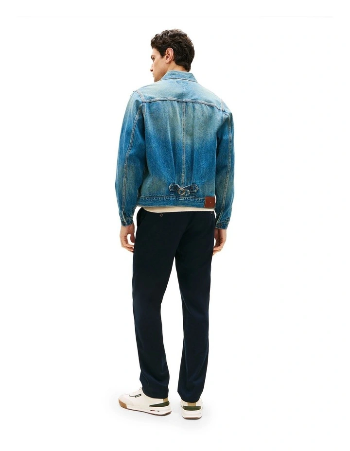 Cinch Back Denim Trucker Jacket in Blue image 3