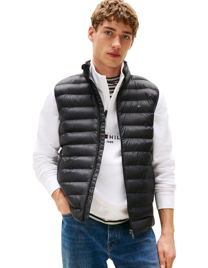 Packable Quilted Vest in Black image 1