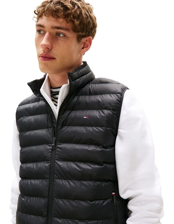Packable Quilted Vest in Black image 2