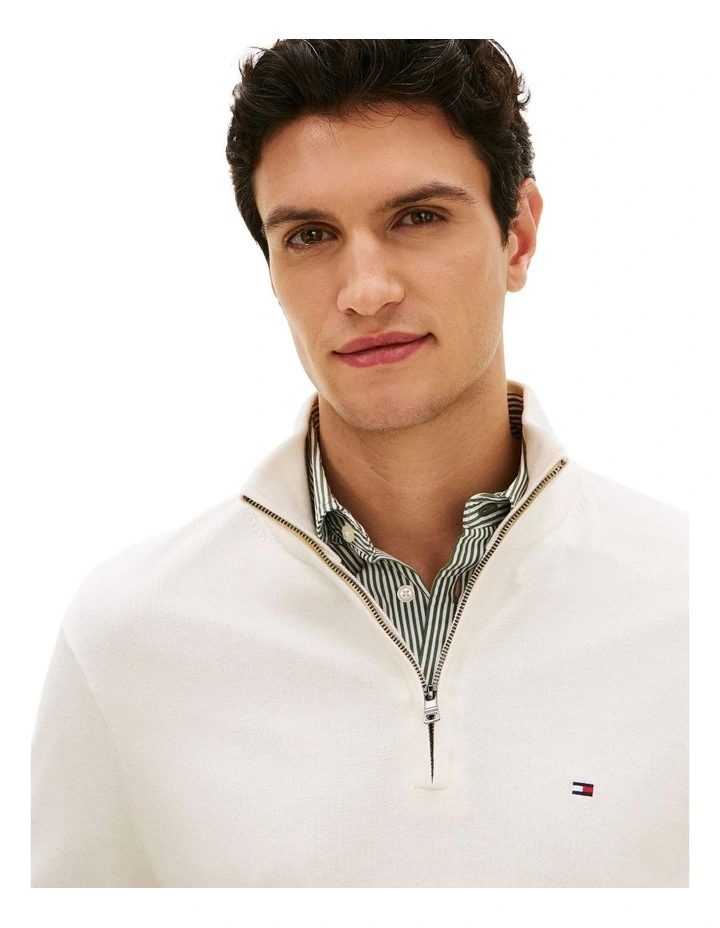Half-Zip Mock Turtleneck Jumper in Cream image 4
