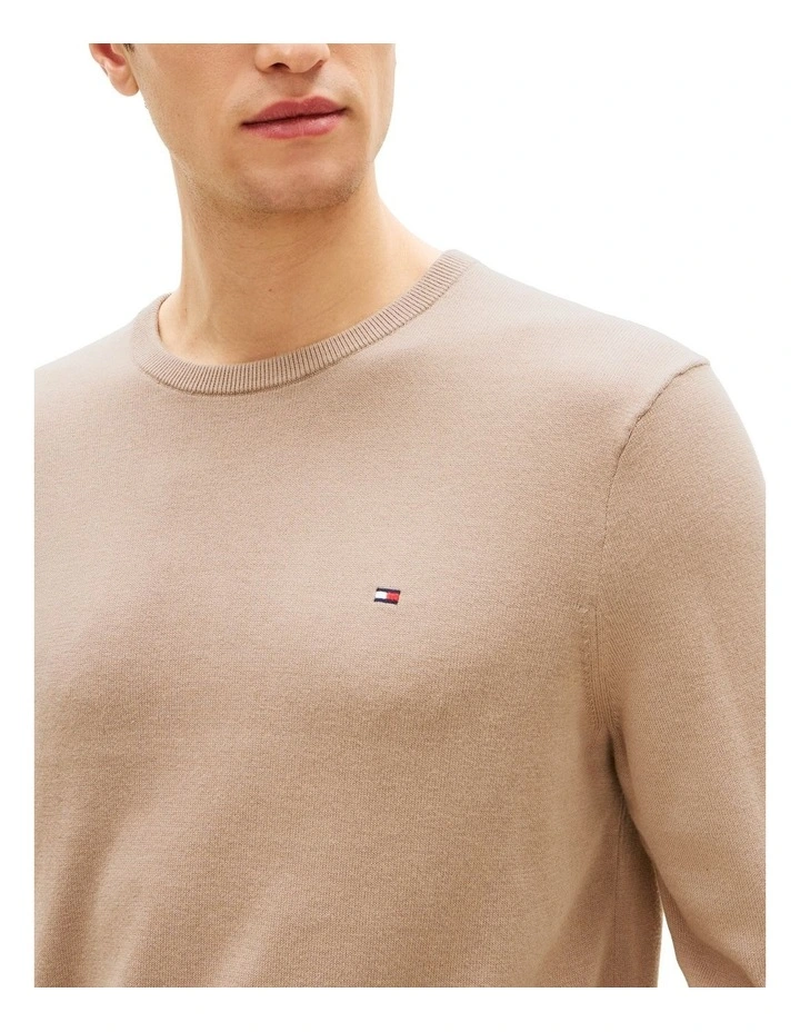 Flag Embroidery Crew Neck Jumper in Brown image 2