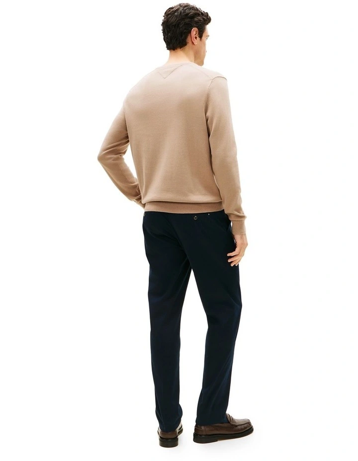 Flag Embroidery Crew Neck Jumper in Brown image 3