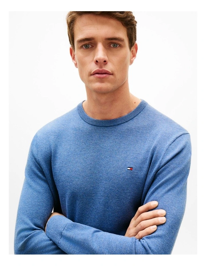 Flag Embroidery Crew Neck Jumper in Blue image 2
