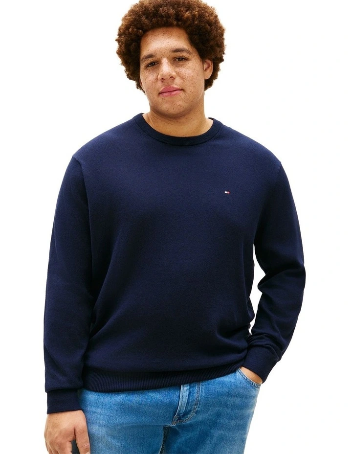 Big And Tall Flag Embroidery Jumper With Cashmere in Navy image 1