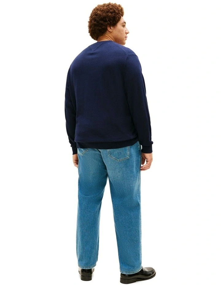 Big And Tall Flag Embroidery Jumper With Cashmere in Navy image 2