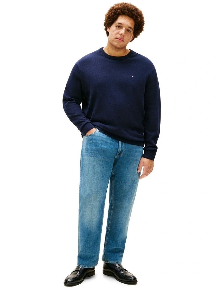 Big And Tall Flag Embroidery Jumper With Cashmere in Navy image 3