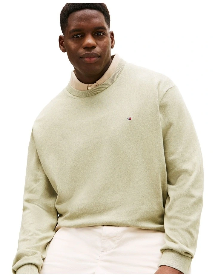 Big And Tall Flag Embroidery Jumper With Cashmere in Green image 2