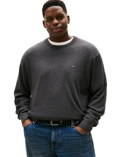 Big And Tall Flag Embroidery Jumper With Cashmere in Grey