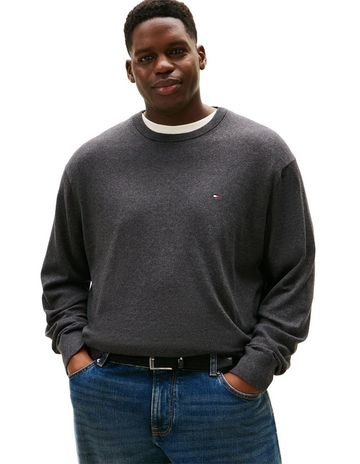 Big And Tall Flag Embroidery Jumper With Cashmere in Grey image 1