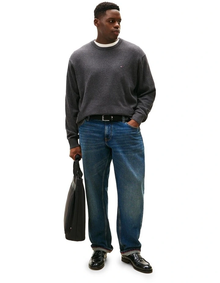 Big And Tall Flag Embroidery Jumper With Cashmere in Grey image 3