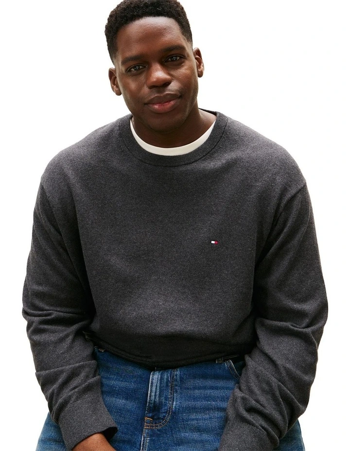 Big And Tall Flag Embroidery Jumper With Cashmere in Grey image 4