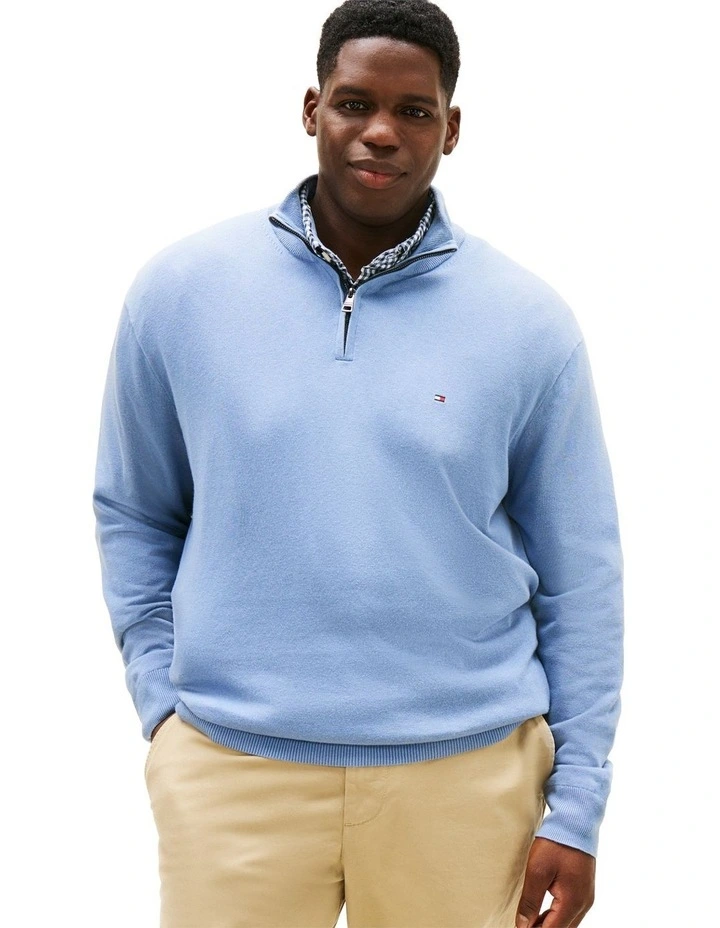 Big And Tall Half-Zip Jumper With Cashmere in Blue image 1
