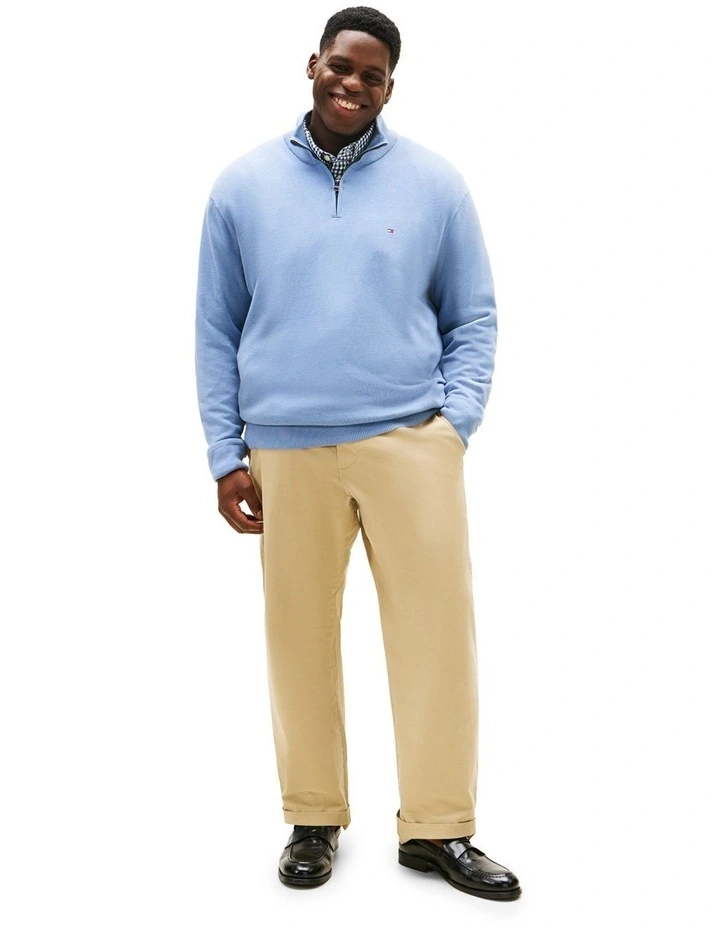 Big And Tall Half-Zip Jumper With Cashmere in Blue image 3