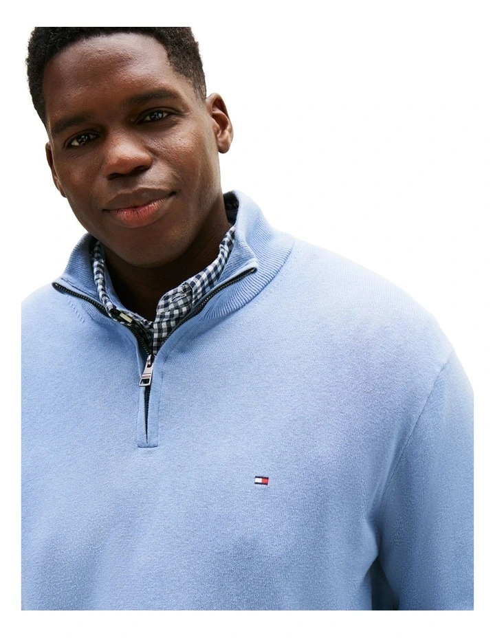 Big And Tall Half-Zip Jumper With Cashmere in Blue image 4