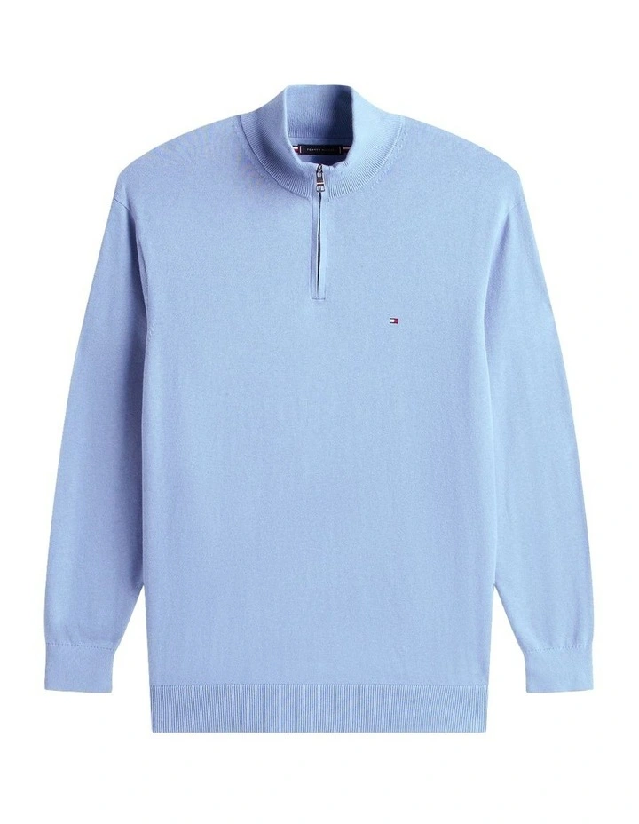 Big And Tall Half-Zip Jumper With Cashmere in Blue image 5
