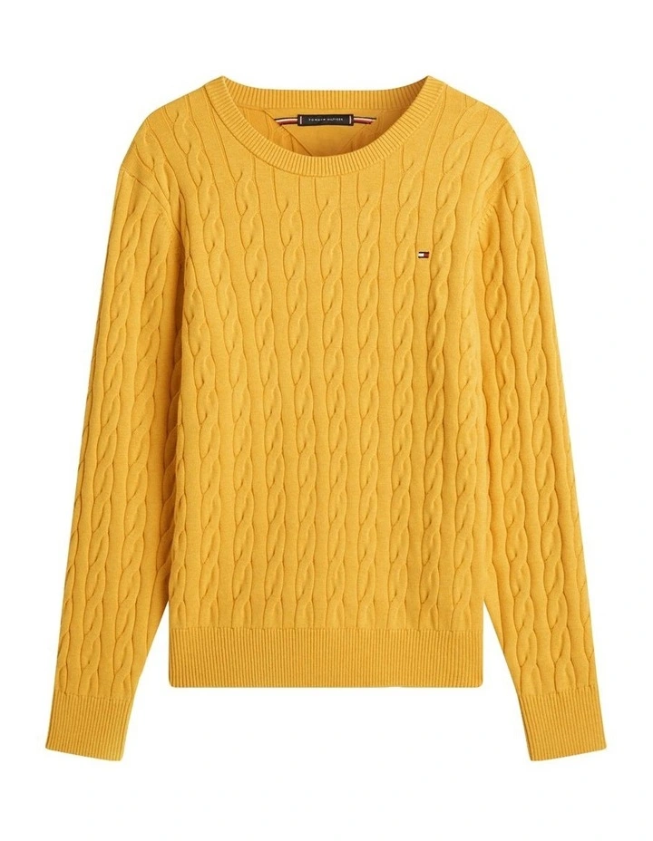 Classics Cable Knit Relaxed Fit Jumper in Yellow image 5