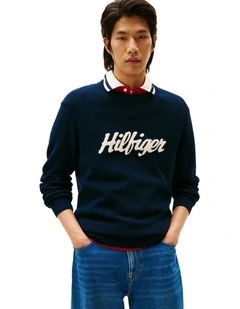 Cotton Graphic Crew Neck in Navy