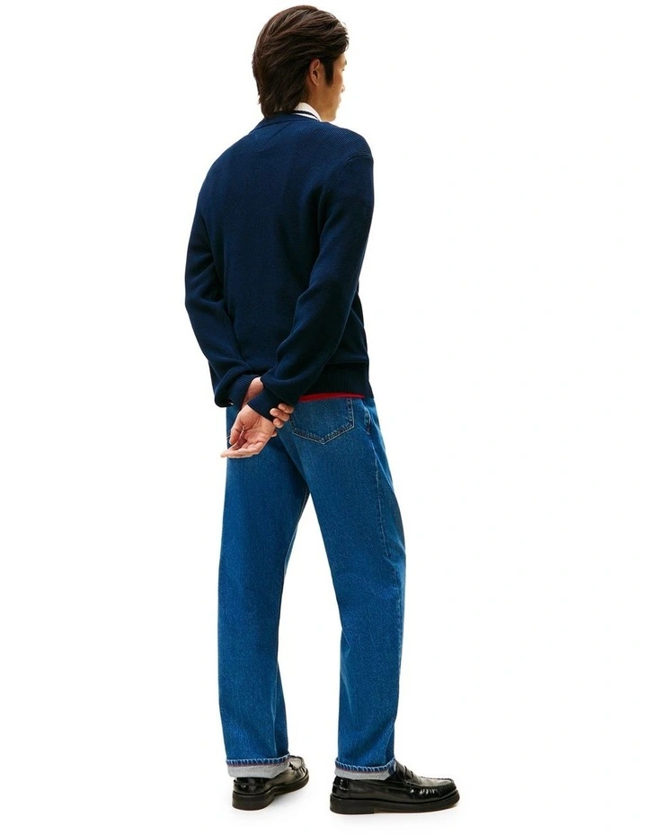 Cotton Graphic Crew Neck in Navy image 3