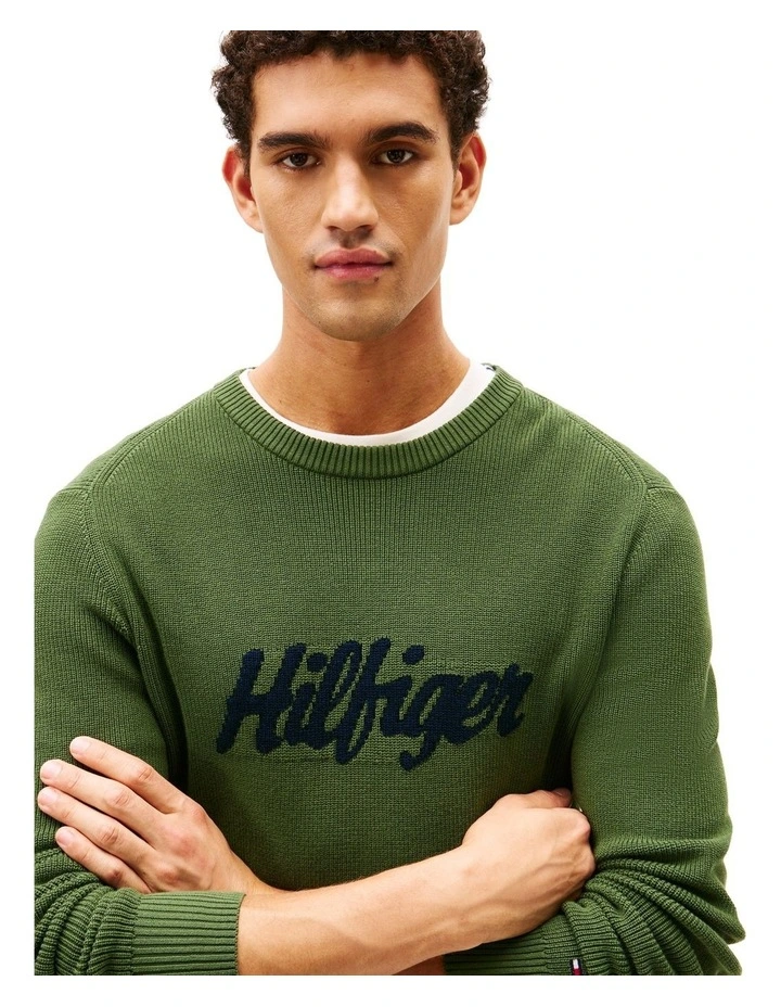 Cotton Graphic Crew Neck in Green image 2