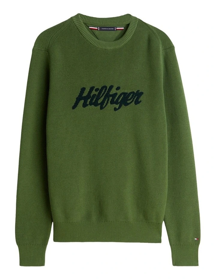 Cotton Graphic Crew Neck in Green image 7