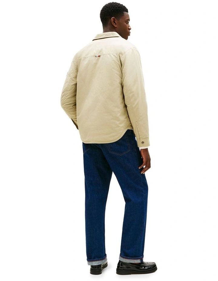 Padded Twill Shirt Jacket in Khaki image 2