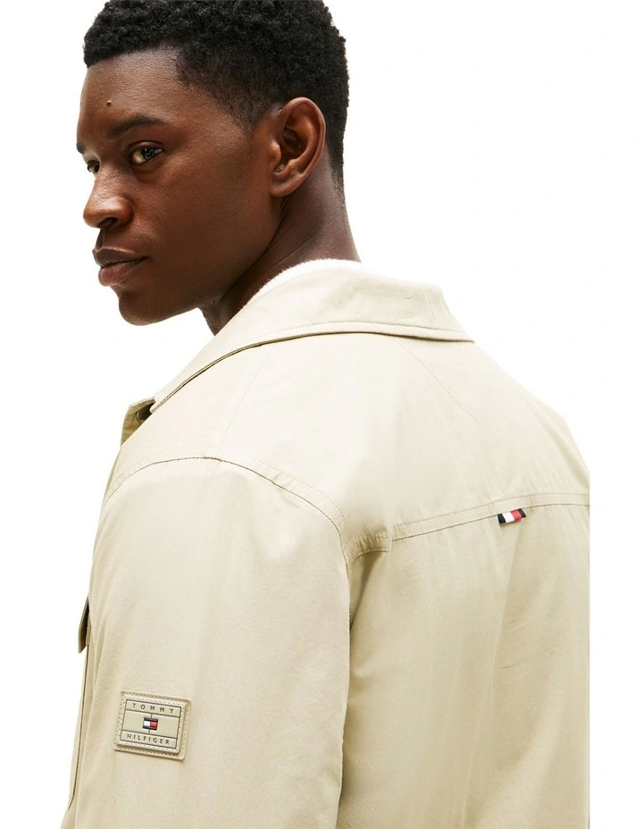 Padded Twill Shirt Jacket in Khaki image 4