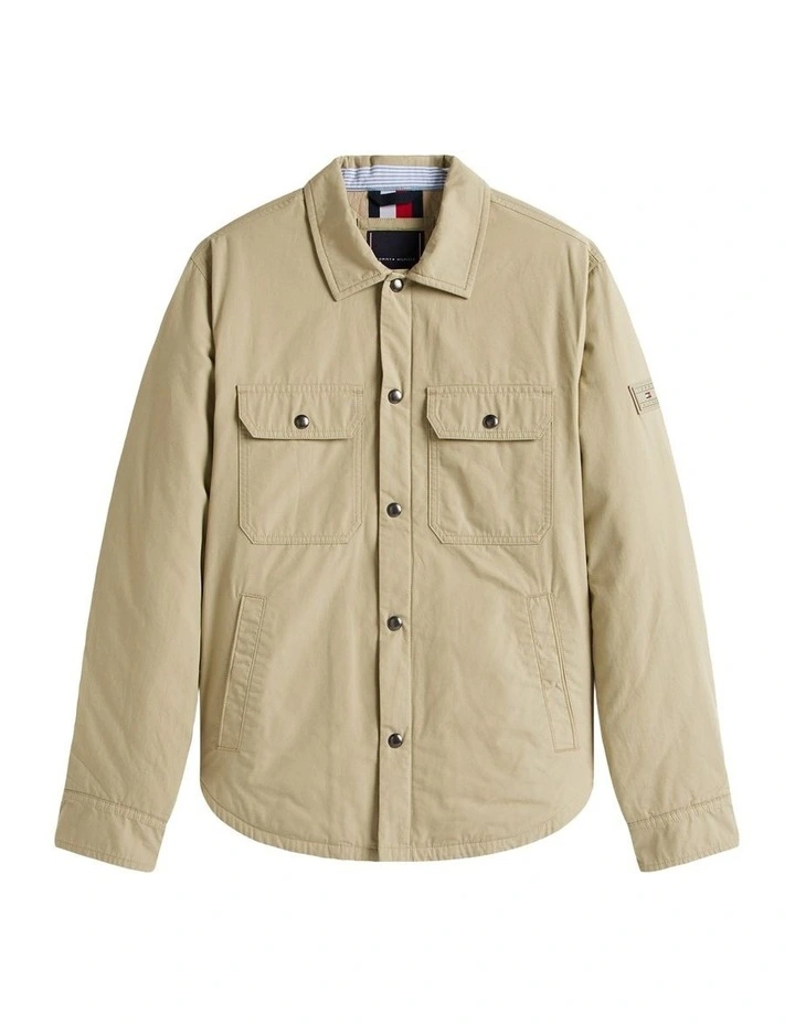 Padded Twill Shirt Jacket in Khaki image 7
