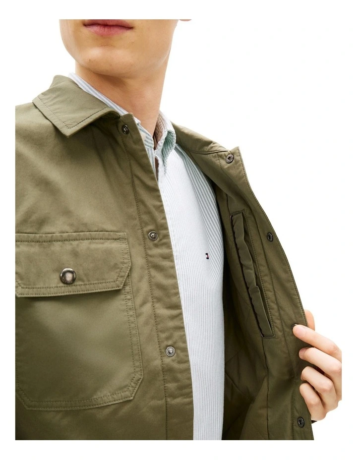 Padded Twill Shirt Jacket in Green image 2