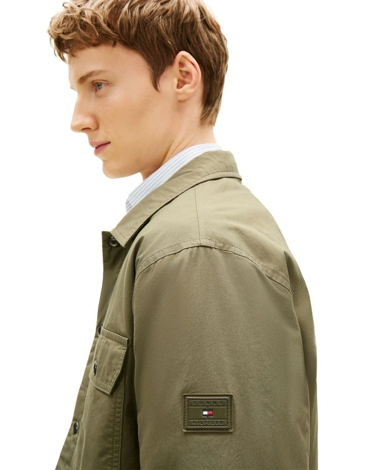 Padded Twill Shirt Jacket in Green image 3