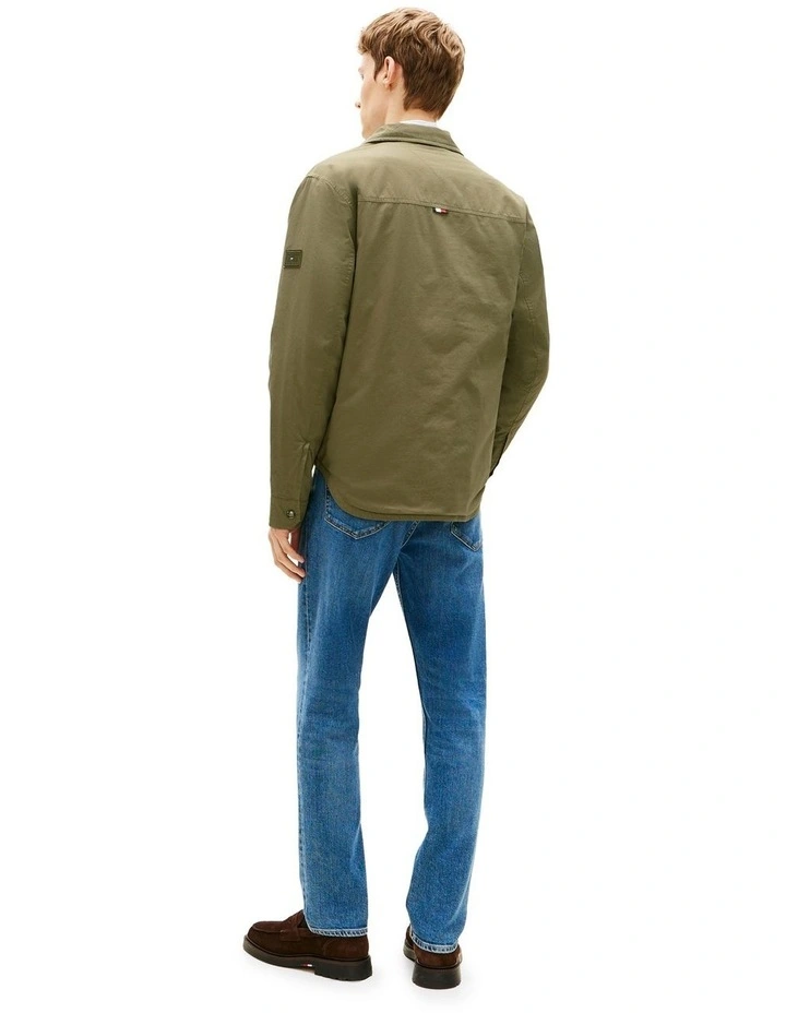 Padded Twill Shirt Jacket in Green image 4