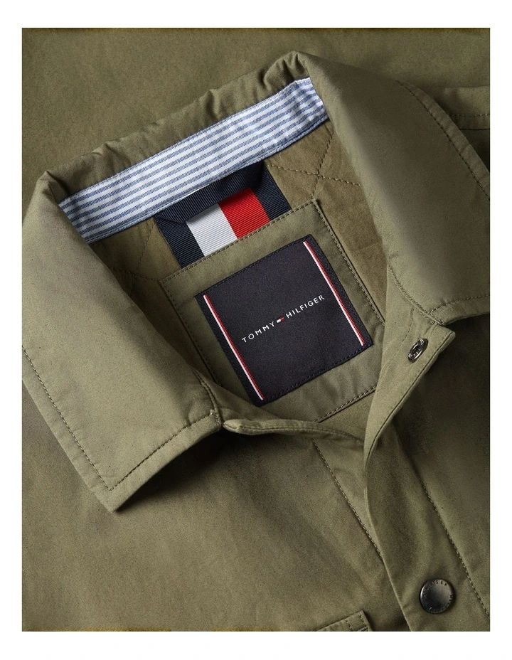 Padded Twill Shirt Jacket in Green image 6