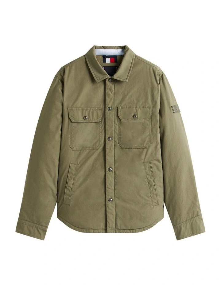 Padded Twill Shirt Jacket in Green image 7