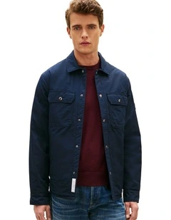 Padded Twill Shirt Jacket in Navy
