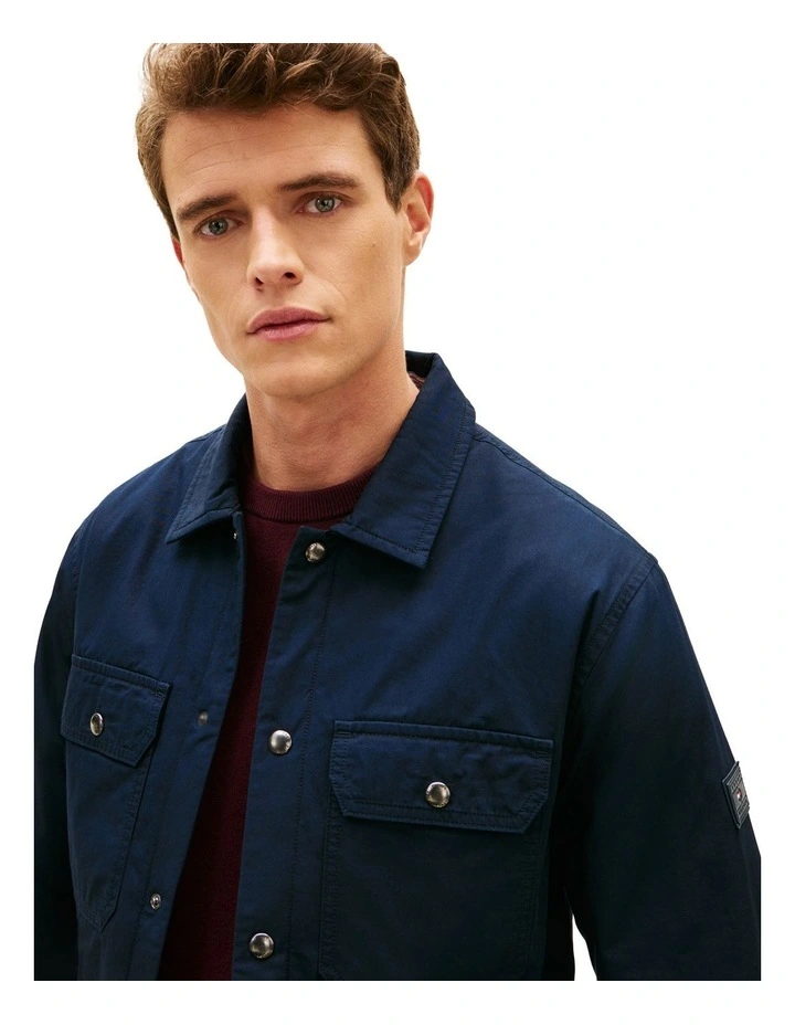Padded Twill Shirt Jacket in Navy image 2