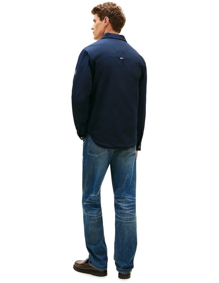 Padded Twill Shirt Jacket in Navy image 4