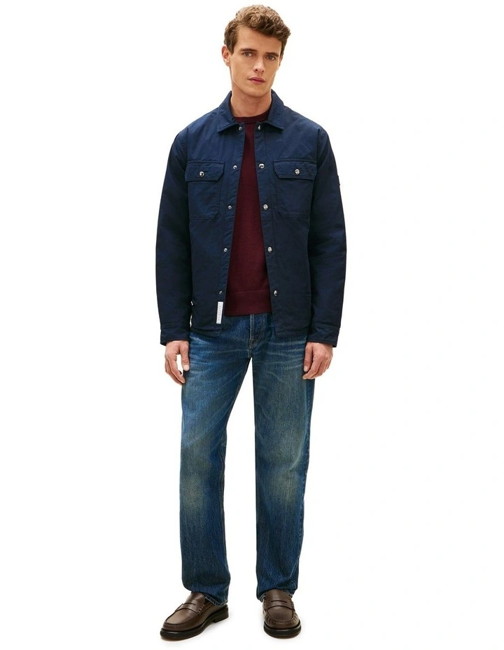 Padded Twill Shirt Jacket in Navy image 5