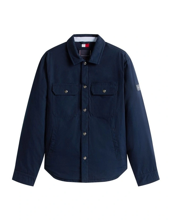 Padded Twill Shirt Jacket in Navy image 7