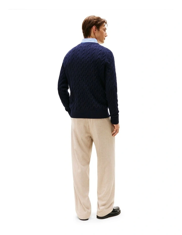 Classics Cable Knit Relaxed Fit Jumper in Navy image 3