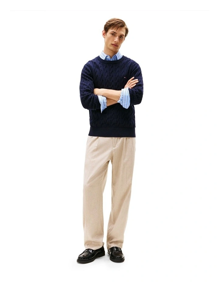 Classics Cable Knit Relaxed Fit Jumper in Navy image 4