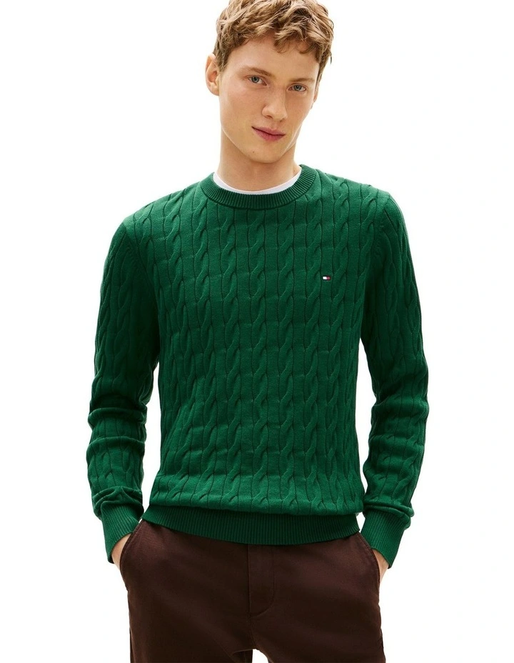 Classics Cable Knit Relaxed Fit Jumper in Green image 1