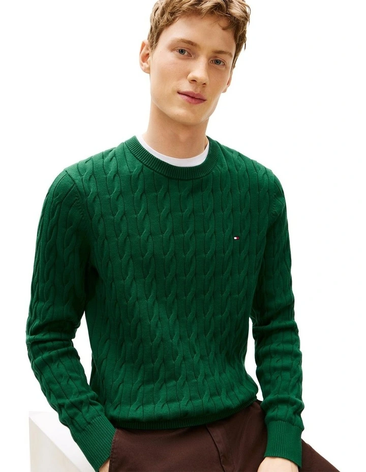 Classics Cable Knit Relaxed Fit Jumper in Green image 4
