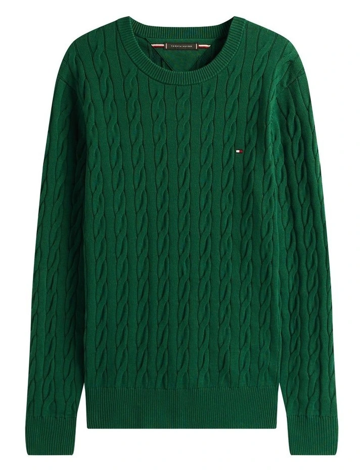 Classics Cable Knit Relaxed Fit Jumper in Green image 5